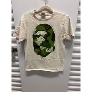 A Bathing Ape Big Ape Head Camo T-Shirt Mens Small Cream Good Geometric Graphic